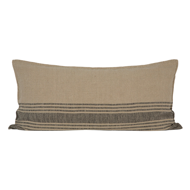 Funda Cojín Lino Cergy Natural/Negro 55x110 cm