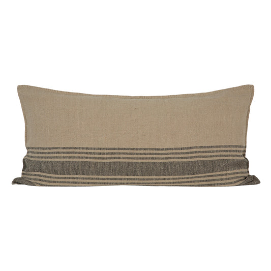 Funda Cojín Lino Cergy Natural/Negro 55x110 cm