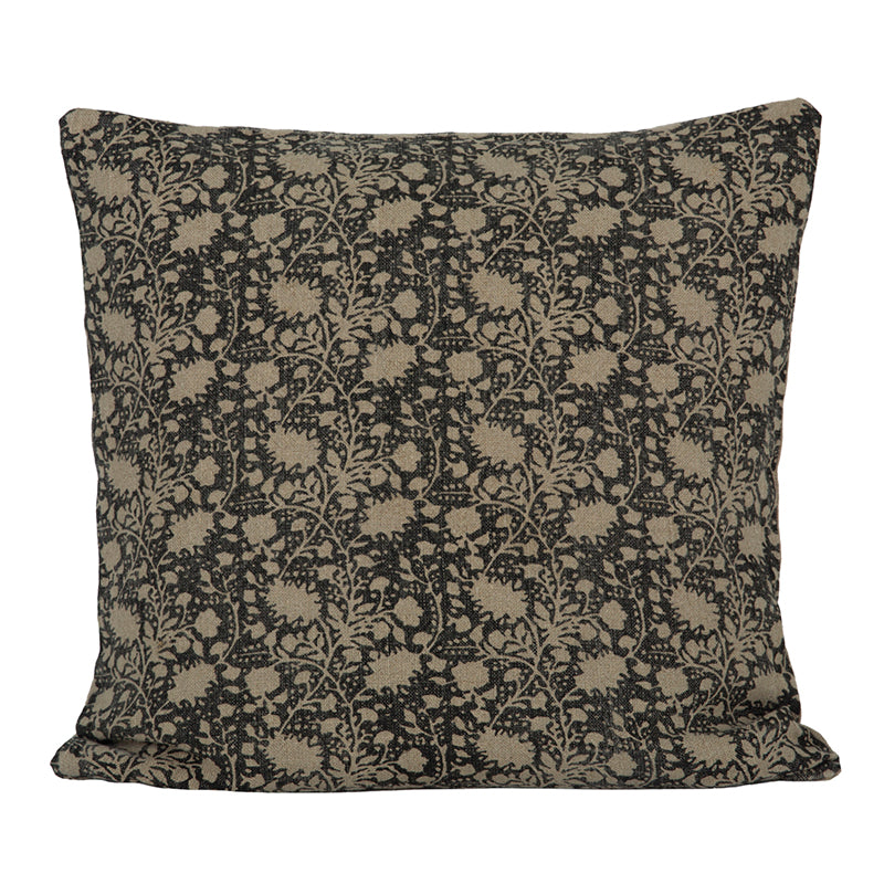 Funda Cojín Lino Nimes Natural/Negro 50x50 cm