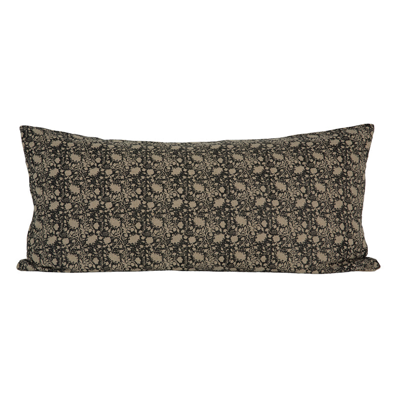 Funda Cojín Lino Nimes Natural/Negro 55x110 cm