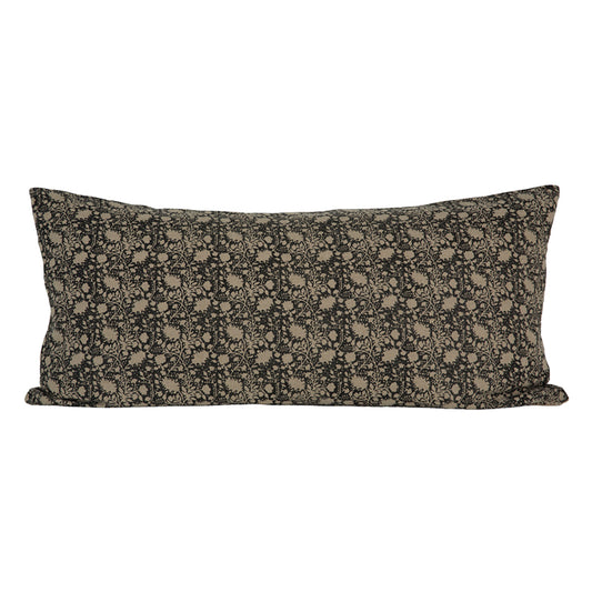 Funda Cojín Lino Nimes Natural/Negro 55x110 cm