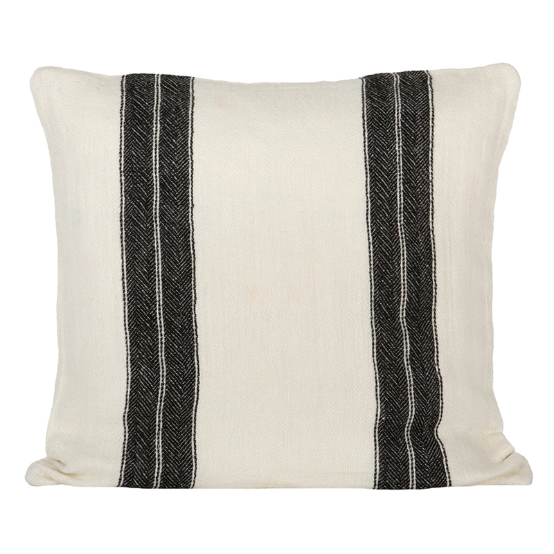 Funda Cojín Lino Sarthe Marfil/Negro 65x65 cm