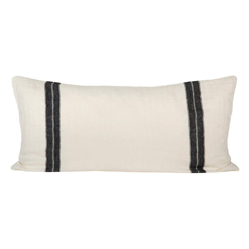 Funda Cojín Lino Sarthe Marfil/Negro 55x110 cm