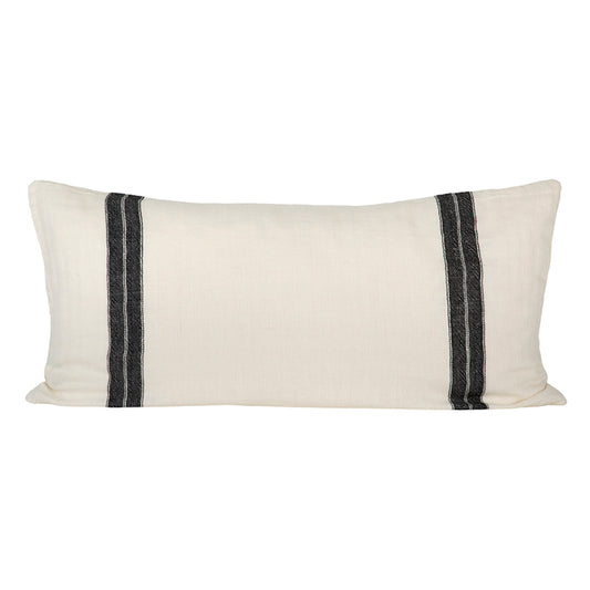 Funda Cojín Lino Sarthe Marfil/Negro 55x110 cm