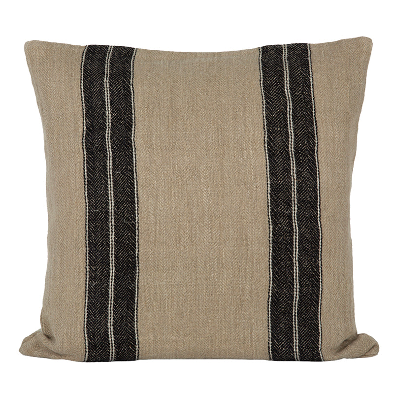 Funda Cojín Lino Sarthe Natural/Negro/Marfil 65x65 cm