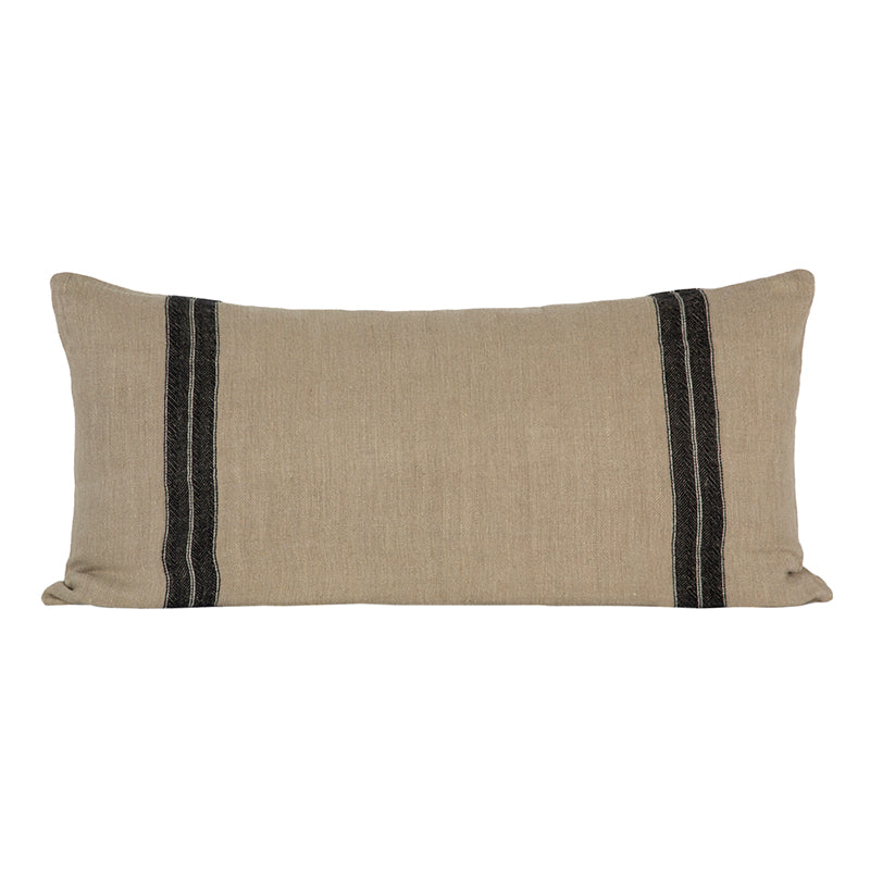Funda Cojín Lino Sarthe Natural/Negro/Marfil 55x110 cm