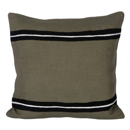 Funda Cojín Lino Bordado Skagen Kaki 45x45 cm