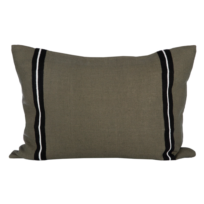 Funda Cojín Lino Bordado Skagen Kaki 50x70 cm