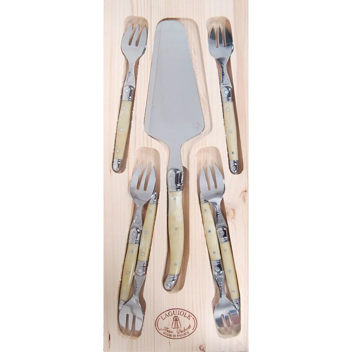 Laguiole Set 7 piezas torta mármol Jean Dubost