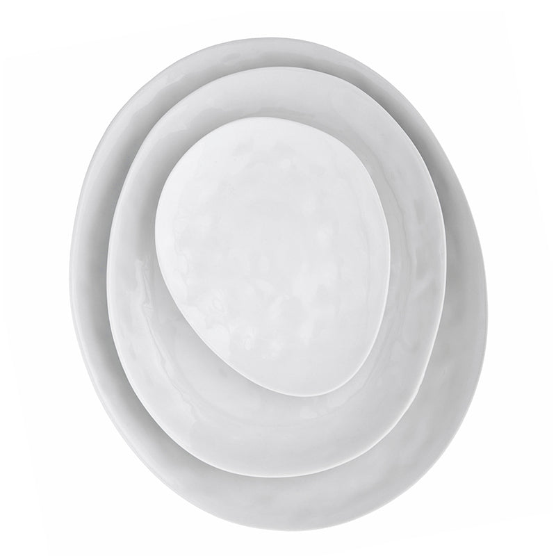 Loza Porcelino Blanco Ovalado Set de 4 Platos Principal 28 cm