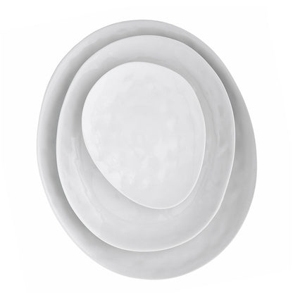 Loza Porcelino Blanco Ovalado Set de 4 Platos Principal 28 cm