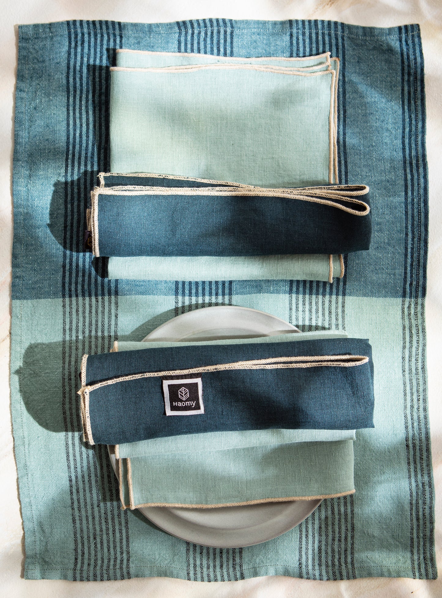 6 Individual Lino Porto Bleu de Prusse