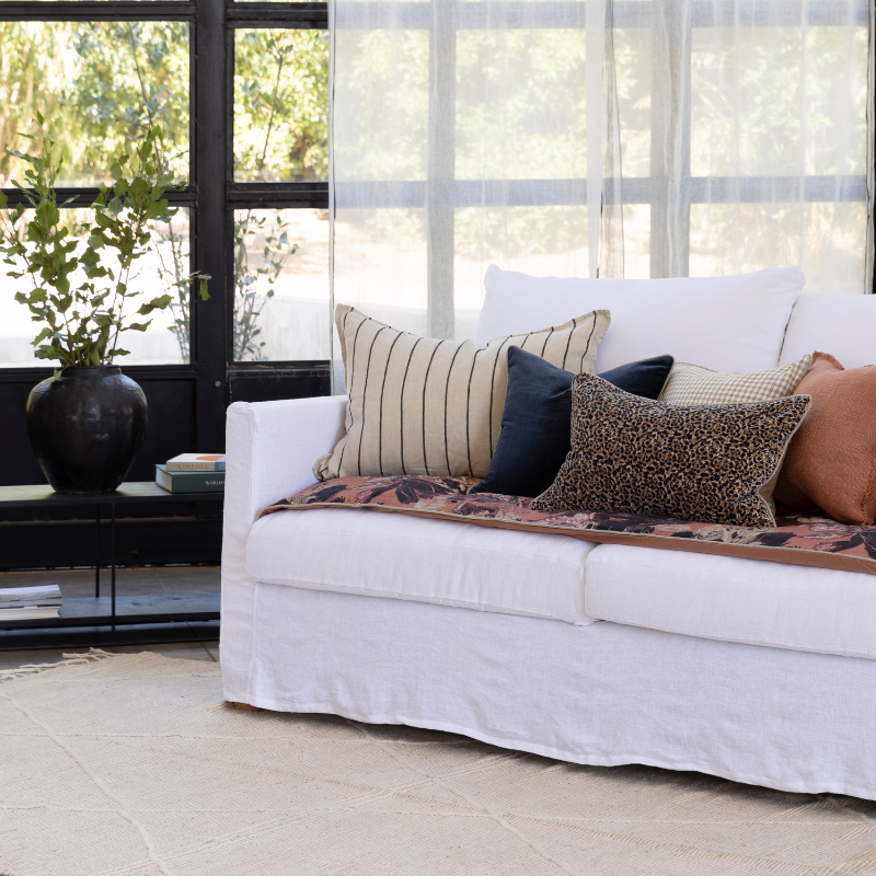 Funda Piecera Lino Estampada Sienne Mocaccino 85x200 cm