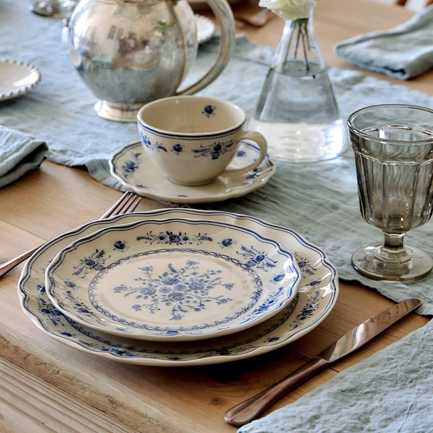 6 Platos Grande VILA 27 cm Beige-Blue