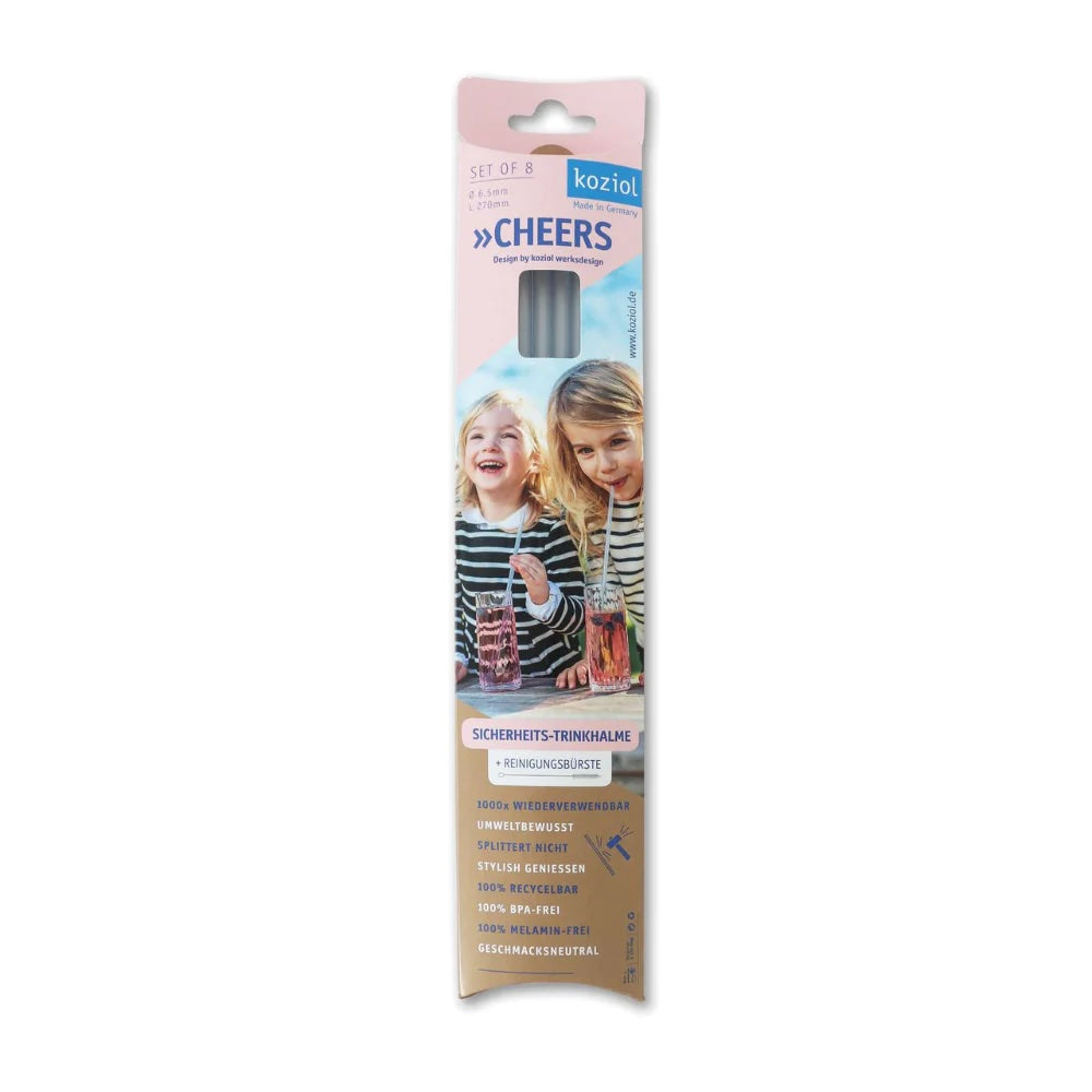 Set 8 bombillas transparente con cepillo CHEERS STRAWS