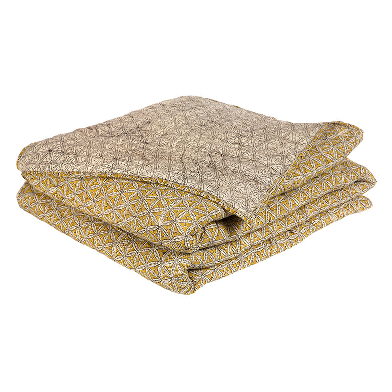Cubrecama Algodón reversible Chennai Mustard Black